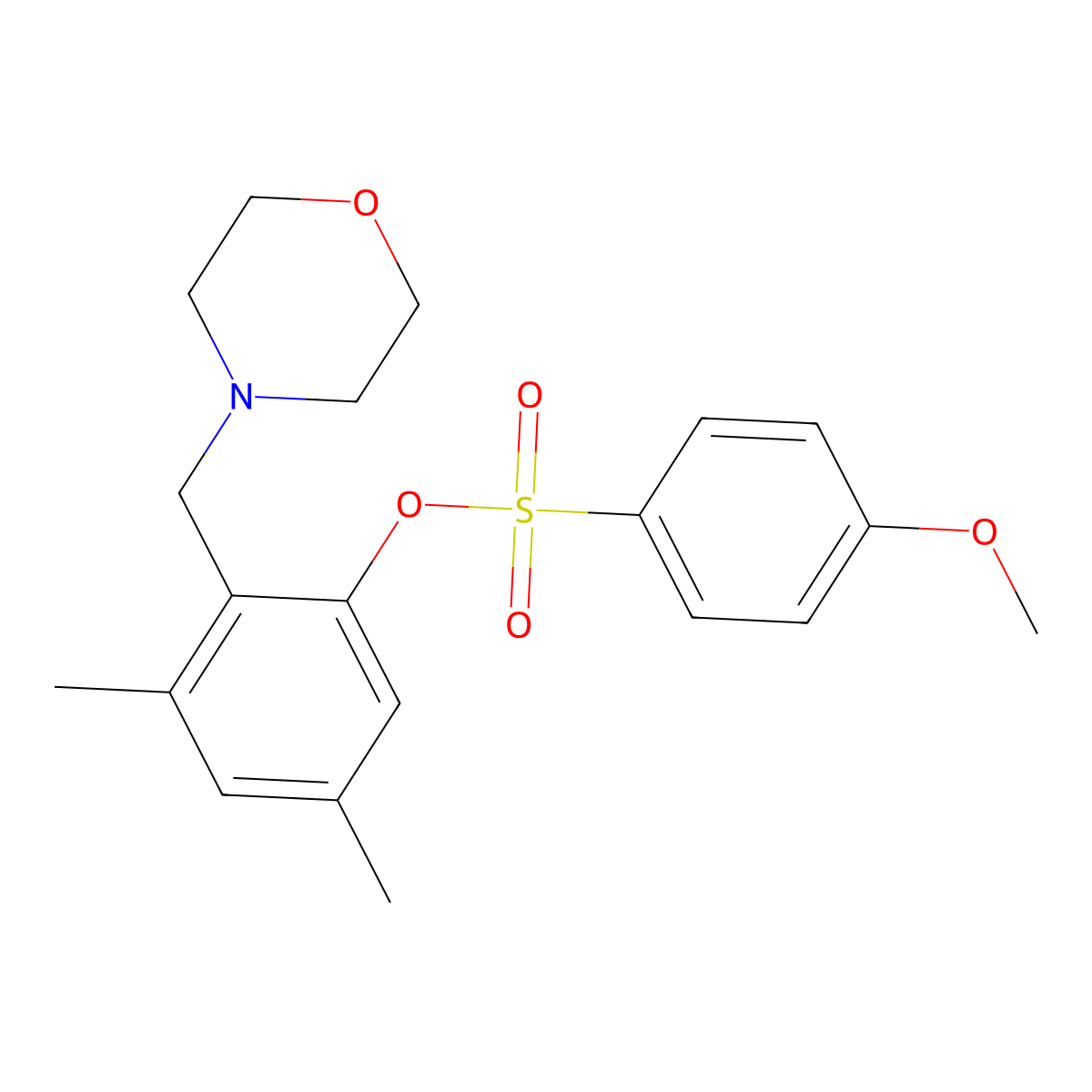 3,5-Dimethyl-2-(morpholinomethyl)phenyl 4-methoxybenzenesulfonate molecular structure, CAS 860649-08-7