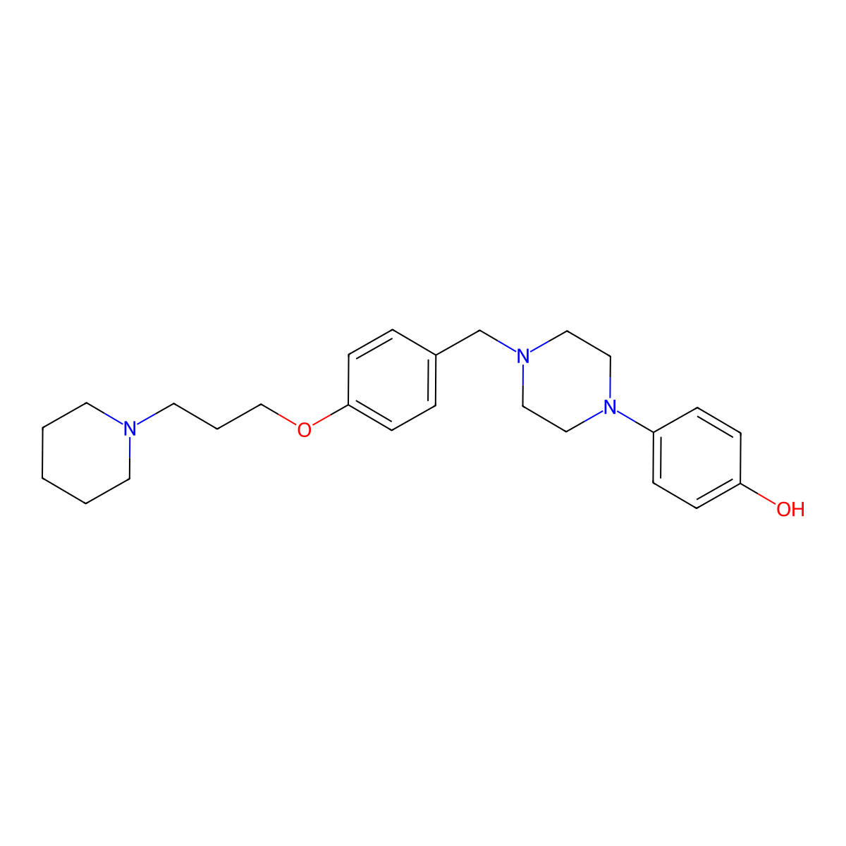 4-{4-[4-(3-Piperidinopropoxy)benzyl]piperazino}benzenol molecular structure, CAS 860649-10-1