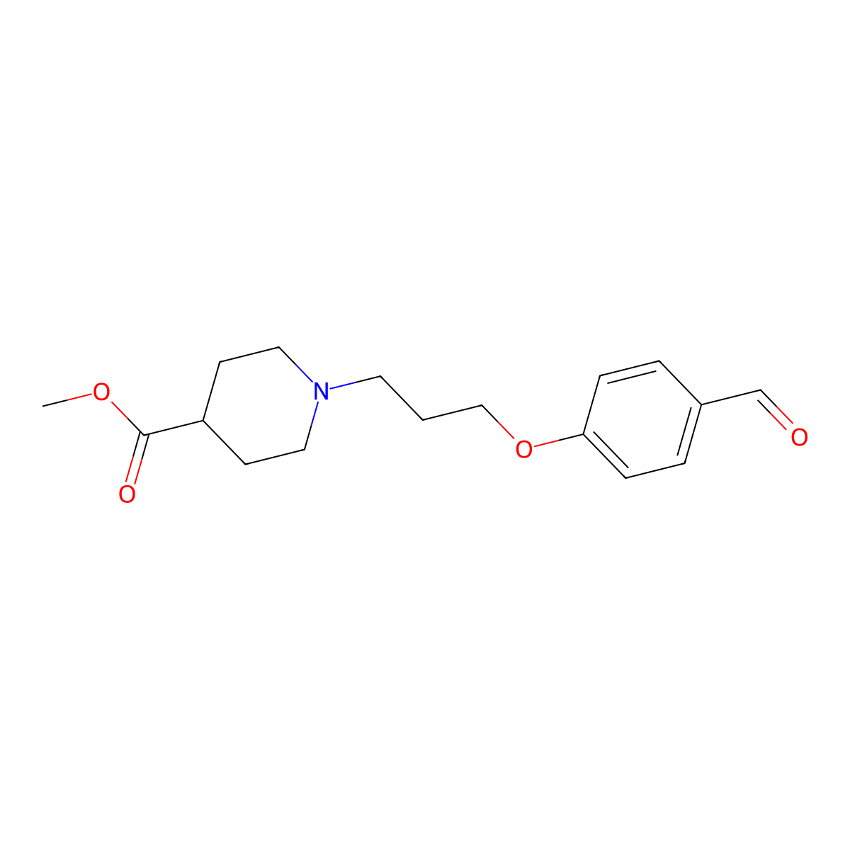 Methyl 1-[3-(4-formylphenoxy)propyl]piperidine-4-carboxylate molecular structure, CAS 860649-12-3