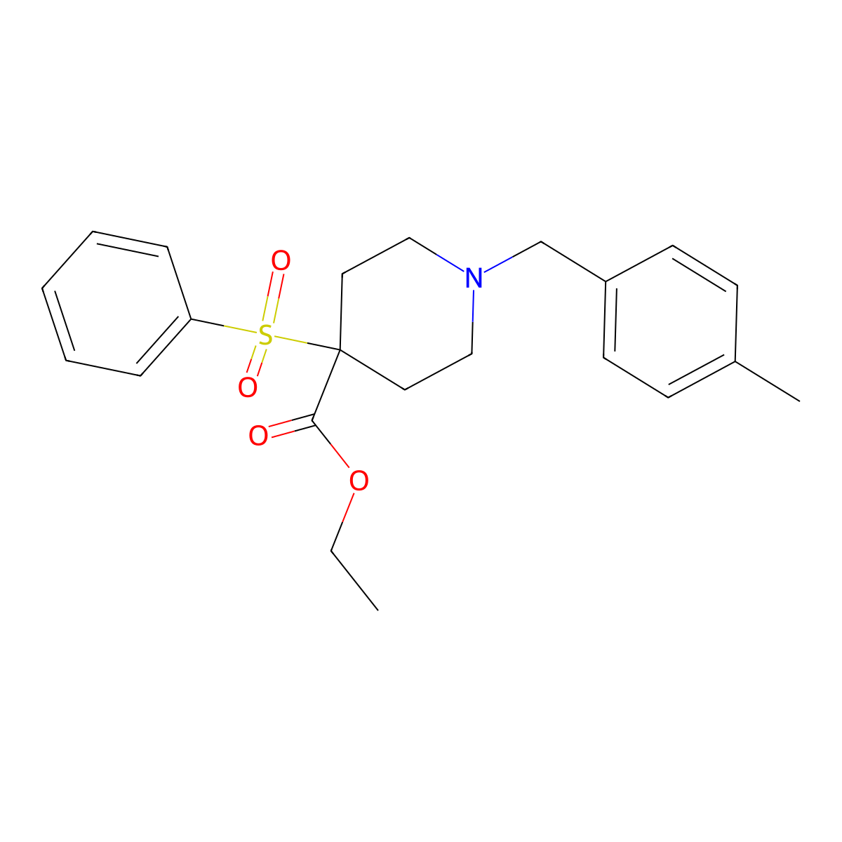 Ethyl 4-(benzenesulfonyl)-1-[(4-methylphenyl)methyl]piperidine-4-carboxylate molecular structure, CAS 860649-16-7