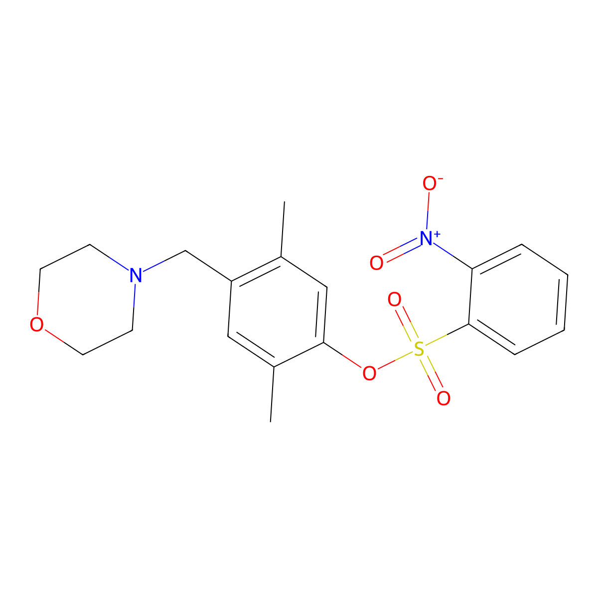 2,5-Dimethyl-4-(morpholinomethyl)phenyl 2-nitrobenzenesulfonate molecular structure, CAS 860649-24-7