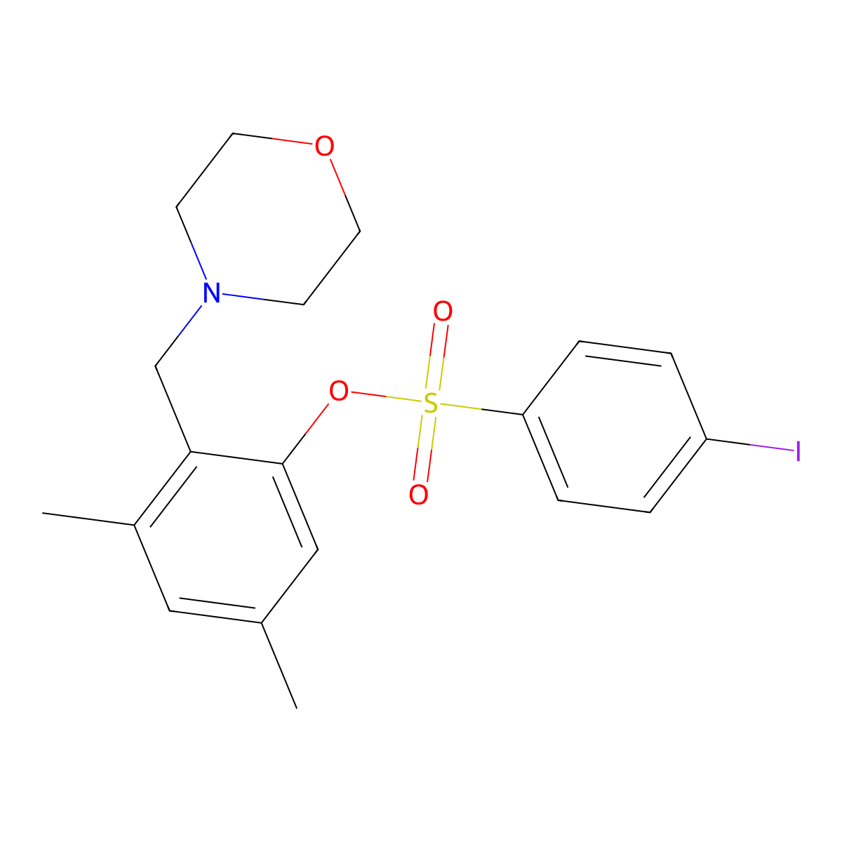 3,5-Dimethyl-2-(morpholinomethyl)phenyl 4-iodobenzenesulfonate molecular structure, CAS 860649-25-8
