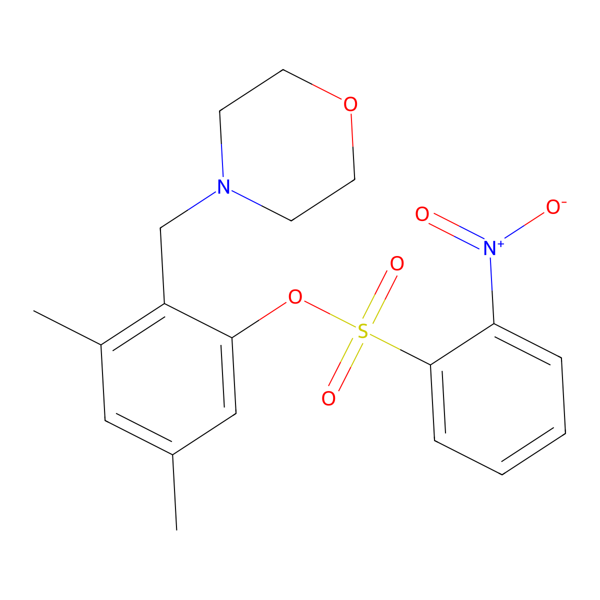 3,5-Dimethyl-2-(morpholinomethyl)phenyl 2-nitrobenzenesulfonate molecular structure, CAS 860649-28-1
