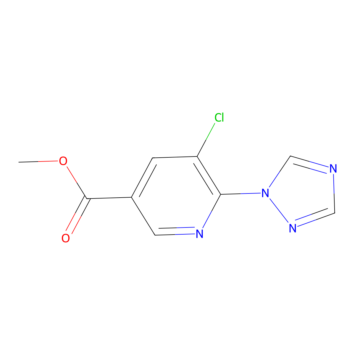 methyl 5-chloro-6-(1H-1,2,4-triazol-1-yl)nicotinate molecular structure, CAS 860649-43-0
