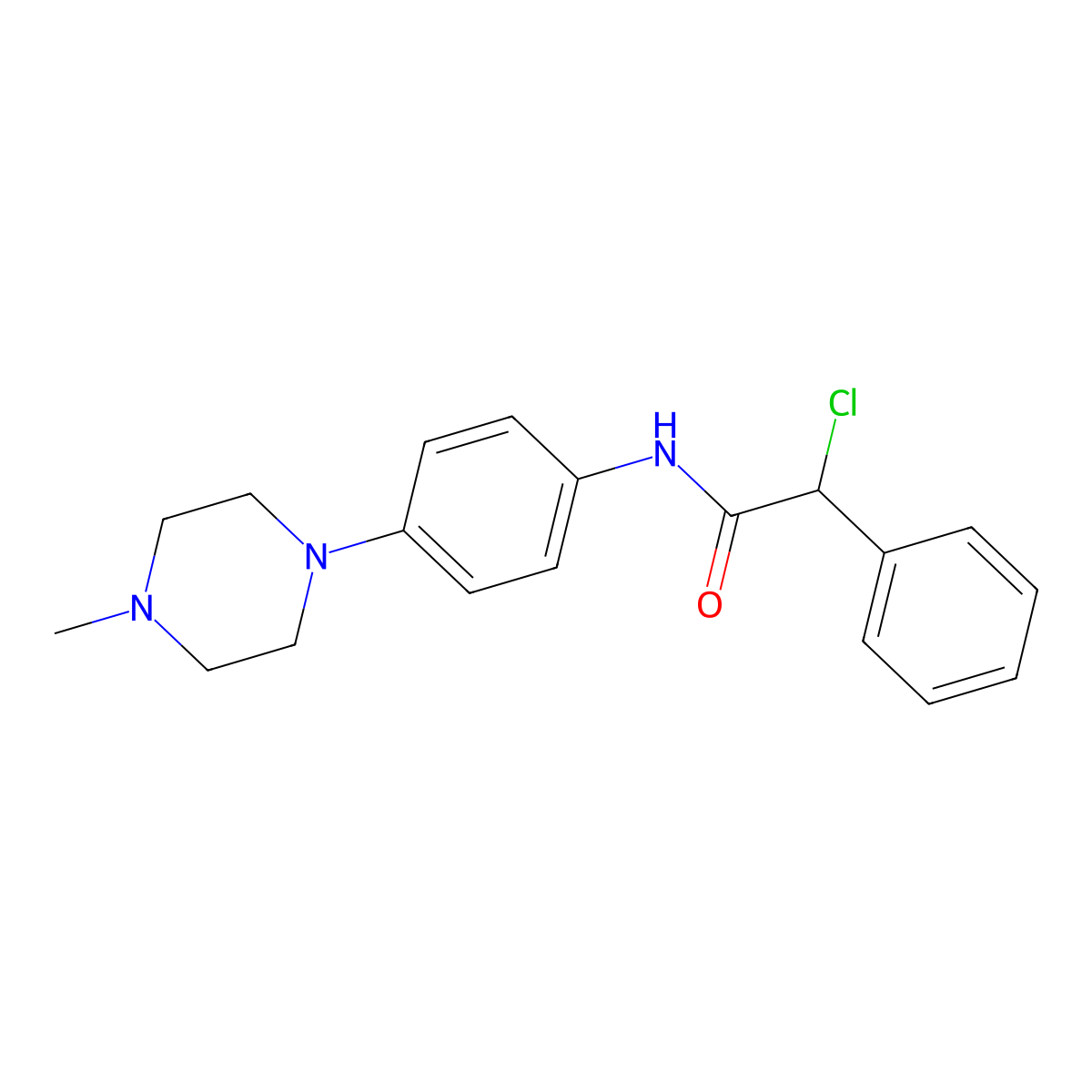 2-chloro-N-[4-(4-methylpiperazin-1-yl)phenyl]-2-phenylacetamide molecular structure, CAS 860649-47-4