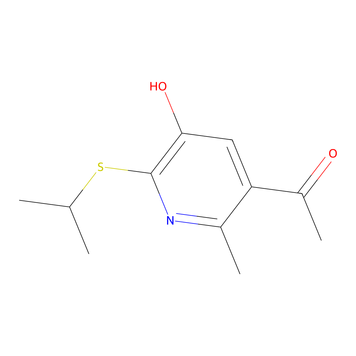 1-[5-Hydroxy-6-(isopropylsulfanyl)-2-methyl-3-pyridinyl]-1-ethanone molecular structure, CAS 860649-52-1