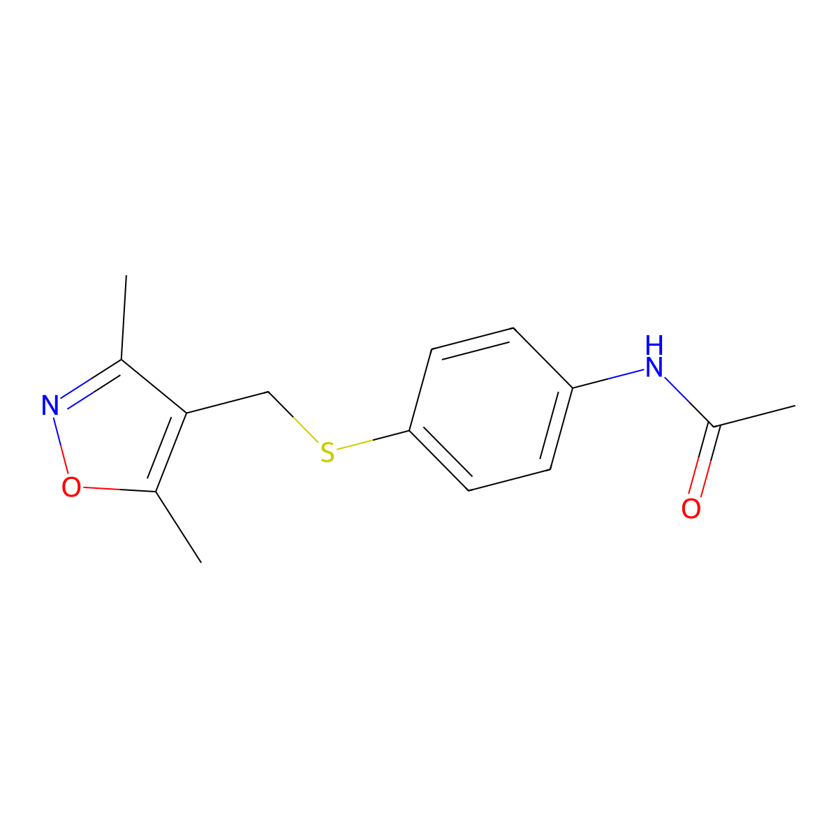N-(4-{[(3,5-dimethyl-4-isoxazolyl)methyl]sulfanyl}phenyl)acetamide molecular structure, CAS 860649-65-6