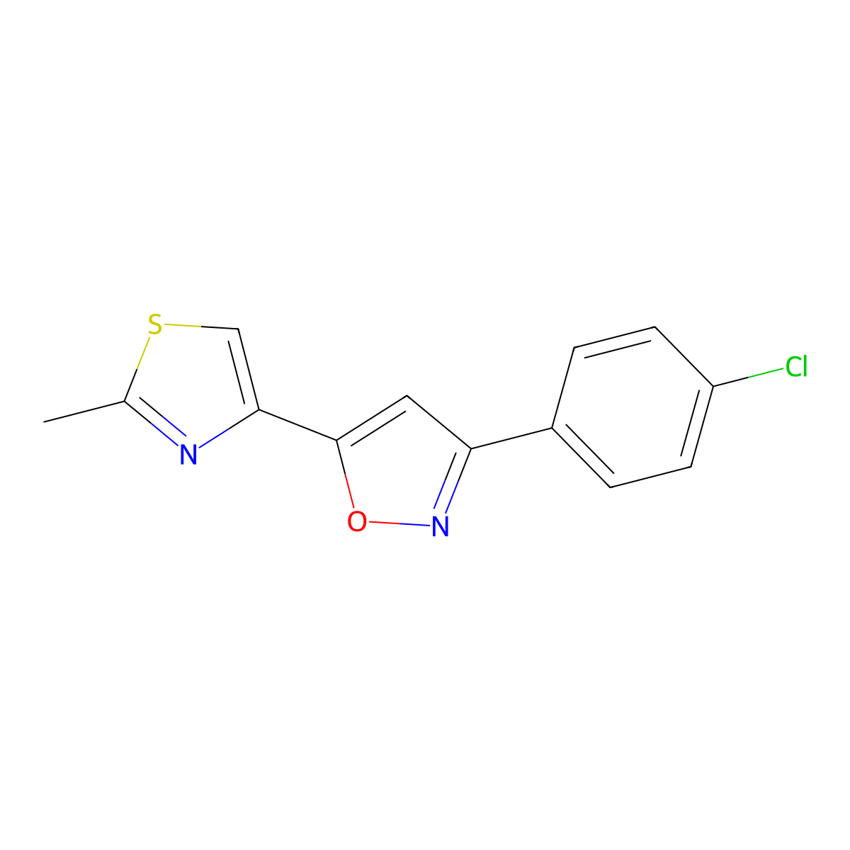 3-(4-Chlorophenyl)-5-(2-methyl-1,3-thiazol-4-yl)-1,2-oxazole molecular structure, CAS 860649-67-8