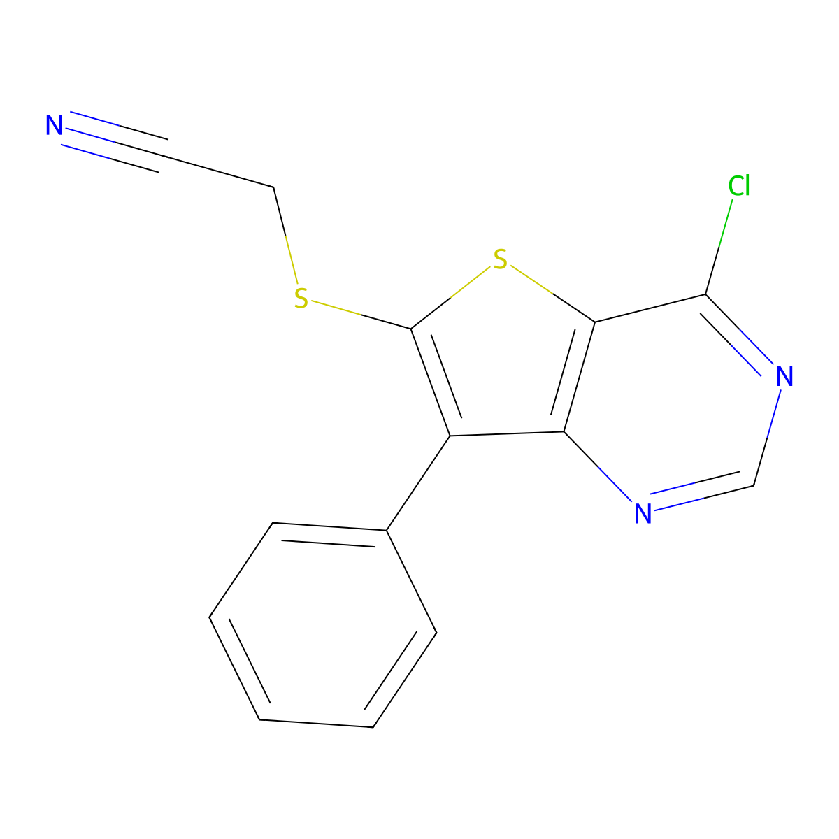 2-[(4-Chloro-7-phenylthieno[3,2-d]pyrimidin-6-yl)sulfanyl]acetonitrile molecular structure, CAS 860649-75-8