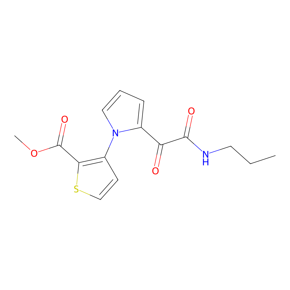 methyl 3-{2-[2-oxo-2-(propylamino)acetyl]-1H-pyrrol-1-yl}-2-thiophenecarboxylate molecular structure, CAS 860649-79-2