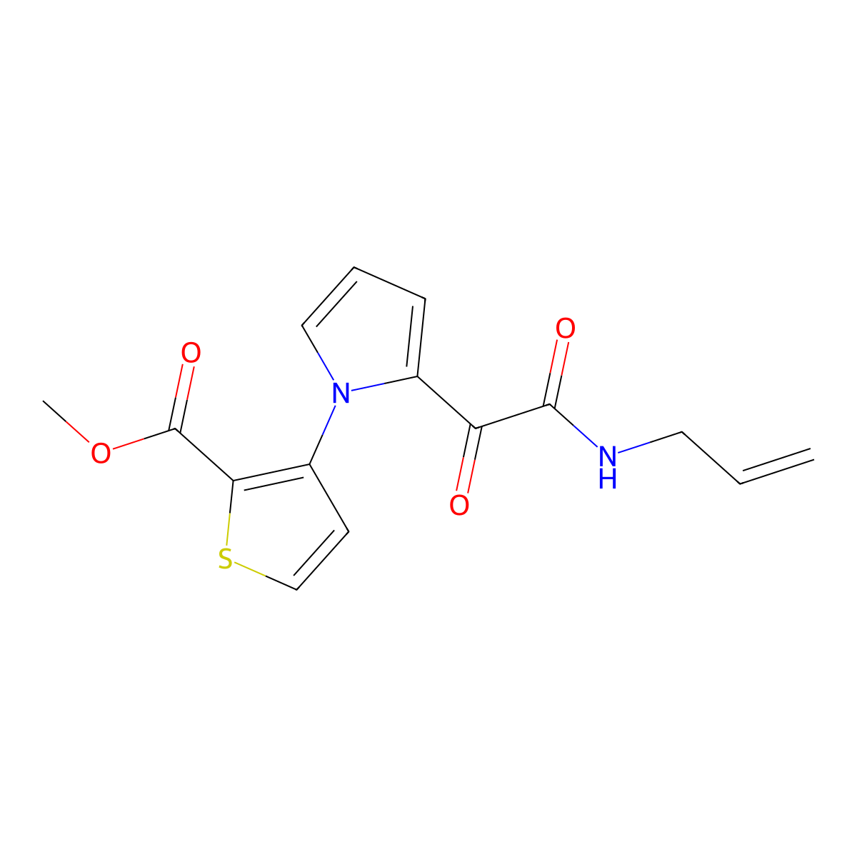methyl 3-{2-[2-(allylamino)-2-oxoacetyl]-1H-pyrrol-1-yl}-2-thiophenecarboxylate molecular structure, CAS 860649-80-5