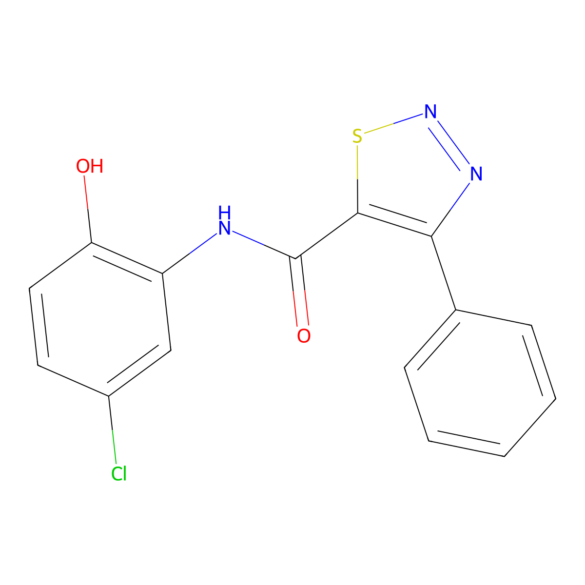 N-(5-chloro-2-hydroxyphenyl)-4-phenyl-1,2,3-thiadiazole-5-carboxamide molecular structure, CAS 860649-81-6