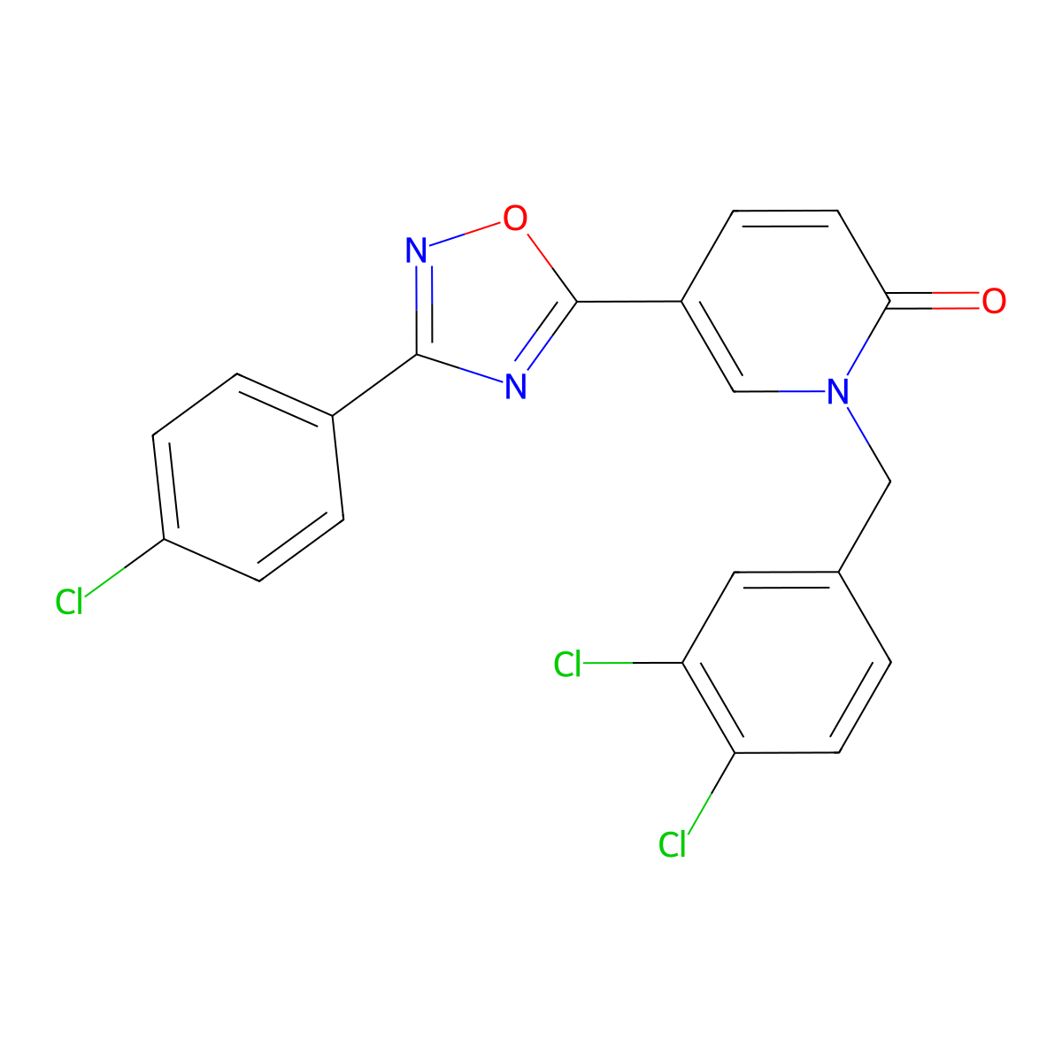 5-[3-(4-Chlorophenyl)-1,2,4-oxadiazol-5-yl]-1-[(3,4-dichlorophenyl)methyl]pyridin-2-one molecular structure, CAS 860649-89-4