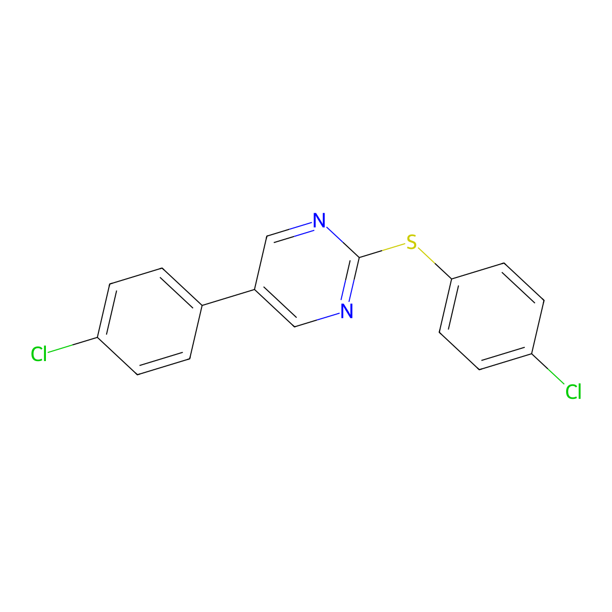 5-(4-Chlorophenyl)-2-[(4-chlorophenyl)sulfanyl]pyrimidine molecular structure, CAS 860649-94-1