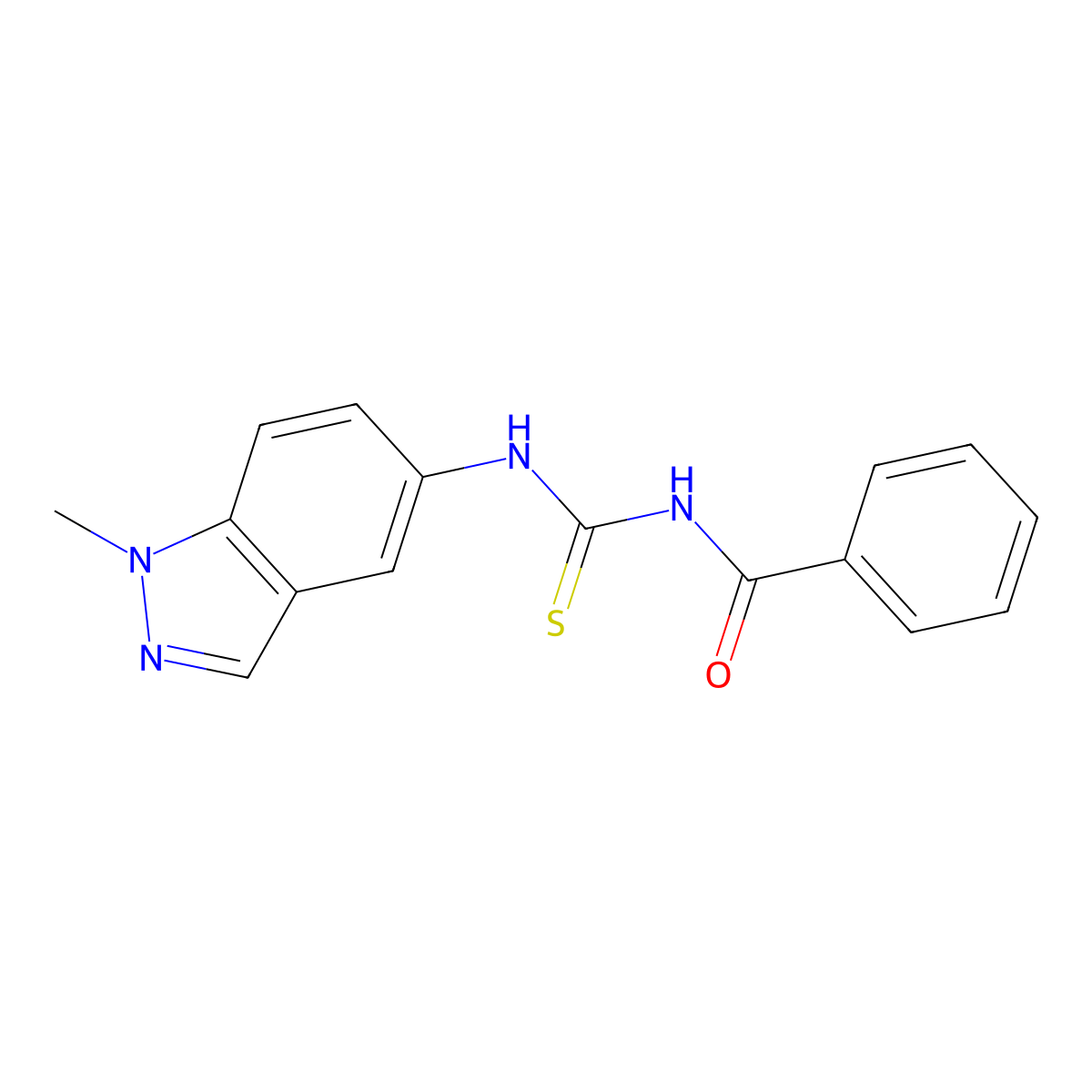 N-benzoyl-N'-(1-methyl-1H-indazol-5-yl)thiourea molecular structure, CAS 860649-96-3
