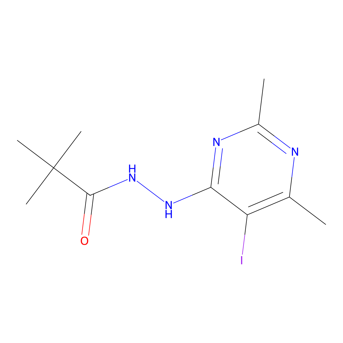 N'-(5-iodo-2,6-dimethyl-4-pyrimidinyl)-2,2-dimethylpropanohydrazide molecular structure, CAS 860649-97-4