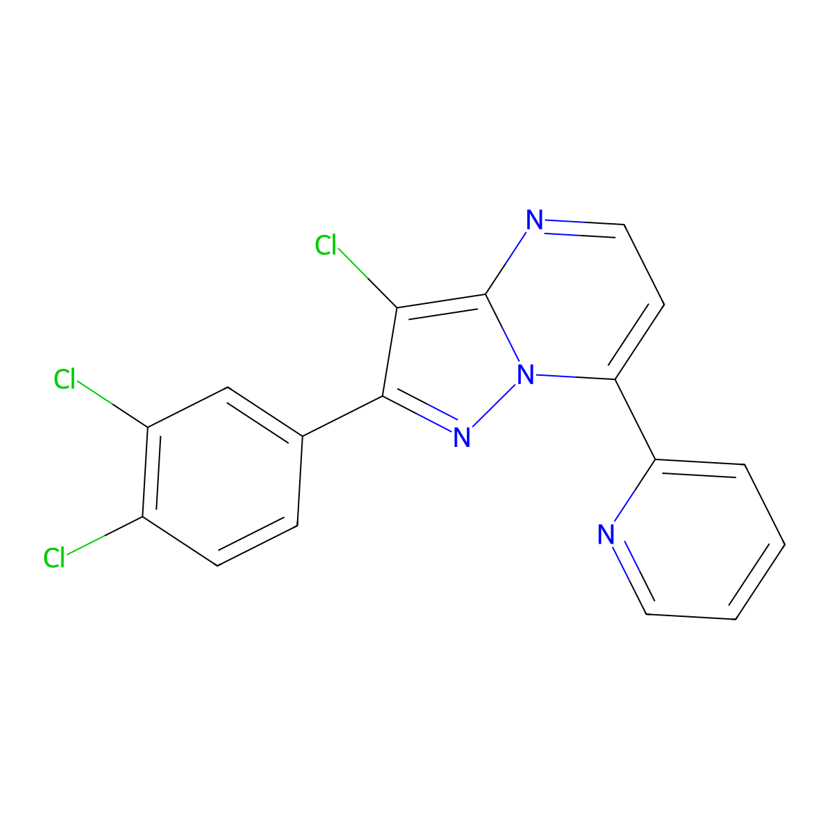 3-Chloro-2-(3,4-dichlorophenyl)-7-(2-pyridinyl)pyrazolo[1,5-a]pyrimidine molecular structure, CAS 860649-98-5