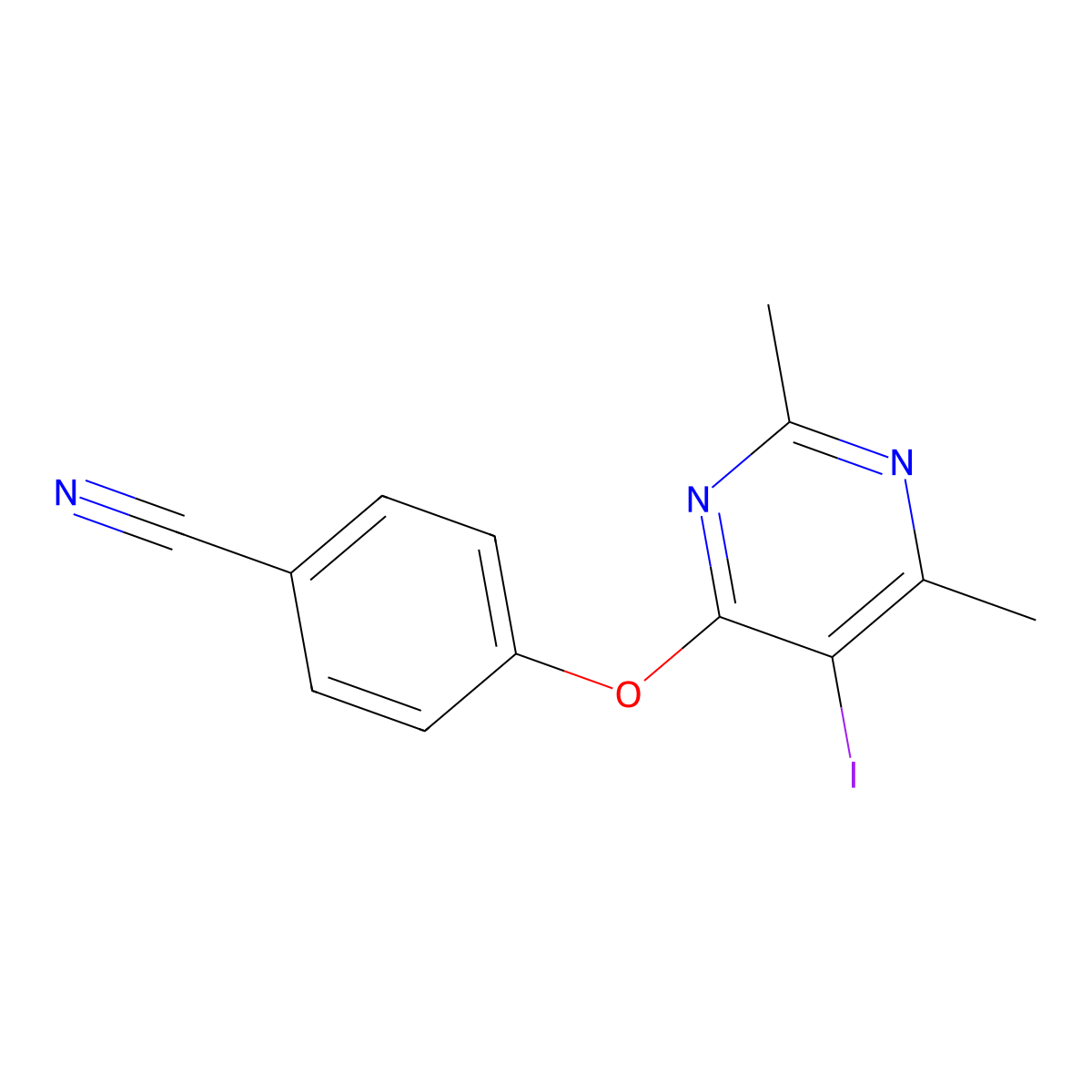4-[(5-Iodo-2,6-dimethyl-4-pyrimidinyl)oxy]benzenecarbonitrile molecular structure, CAS 860649-99-6