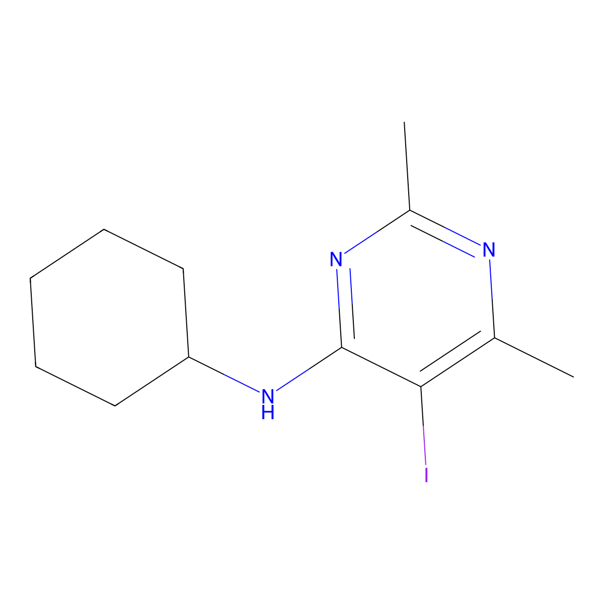 N-cyclohexyl-5-iodo-2,6-dimethyl-4-pyrimidinamine molecular structure, CAS 860650-01-7