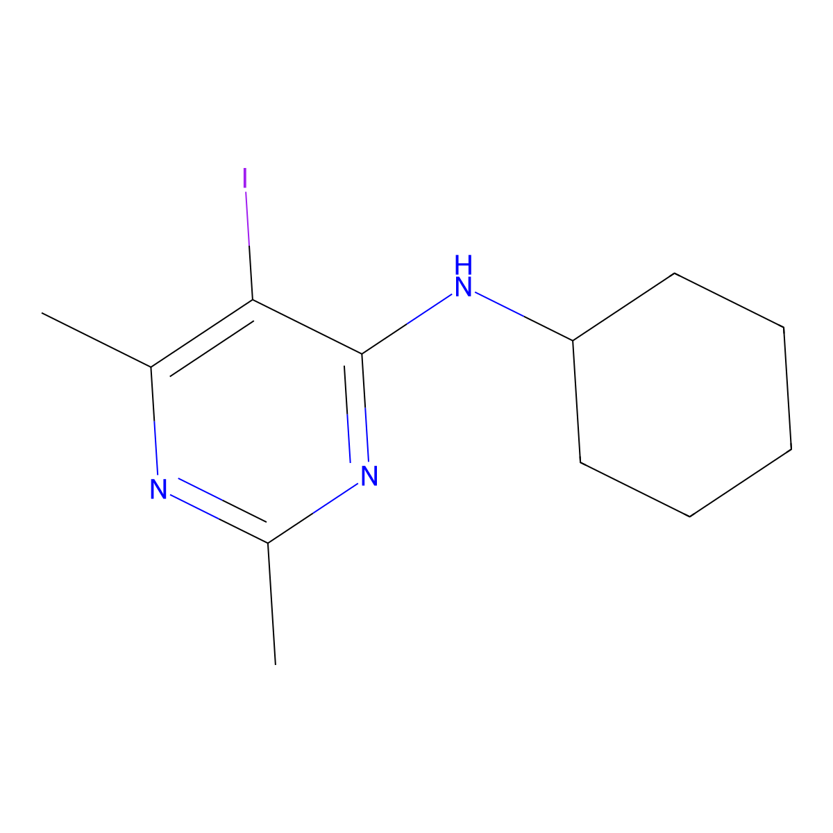 N-cyclohexyl-5-iodo-2,6-dimethyl-4-pyrimidinamine molecular structure, CAS 860650-01-7