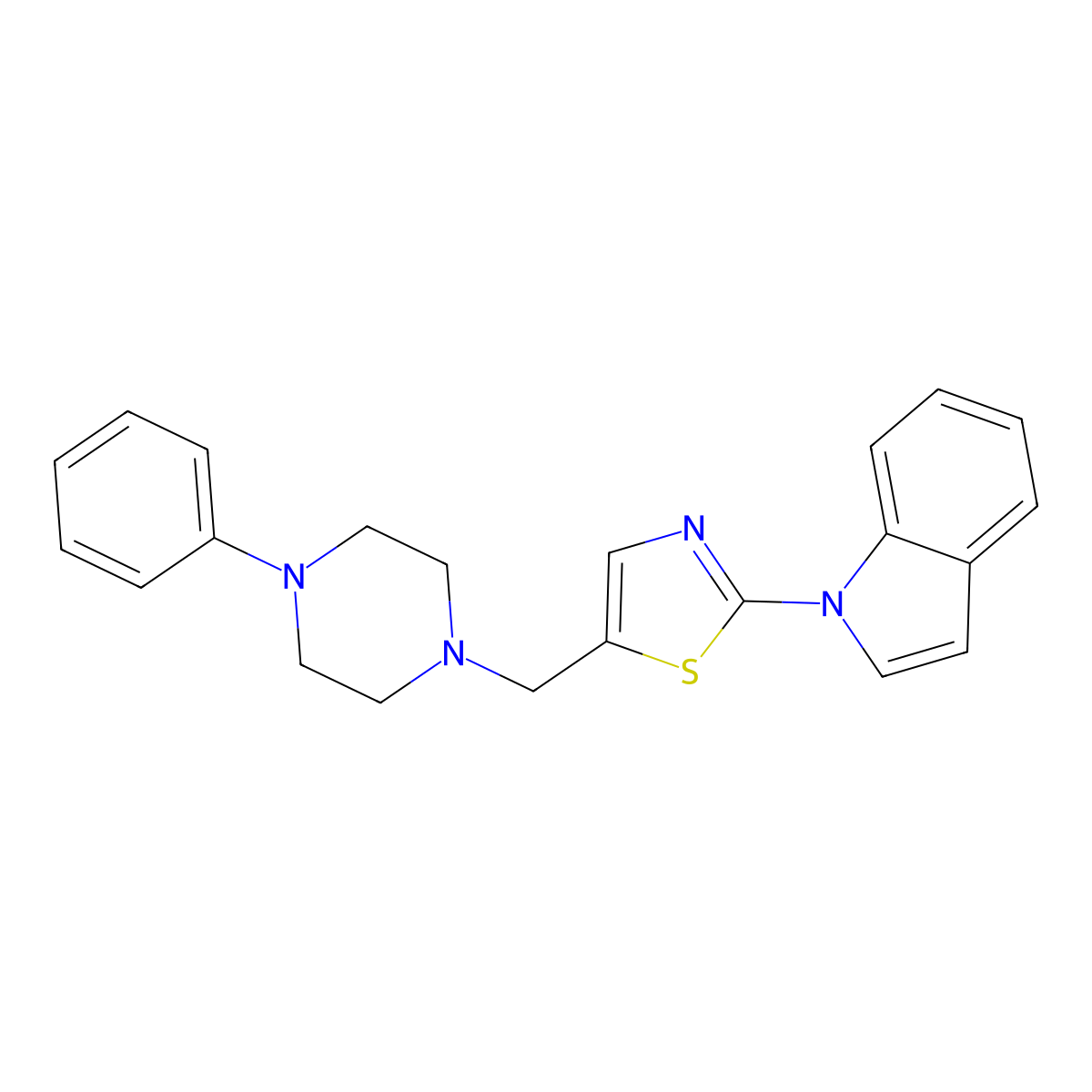 1-{5-[(4-phenylpiperazino)methyl]-1,3-thiazol-2-yl}-1H-indole molecular structure, CAS 860650-03-9