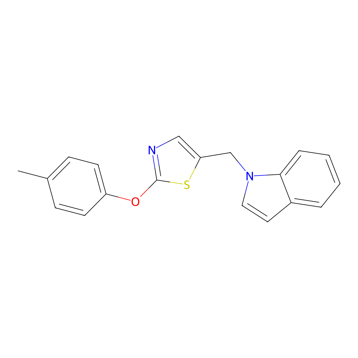 1-{[2-(4-methylphenoxy)-1,3-thiazol-5-yl]methyl}-1H-indole molecular structure, CAS 860650-04-0