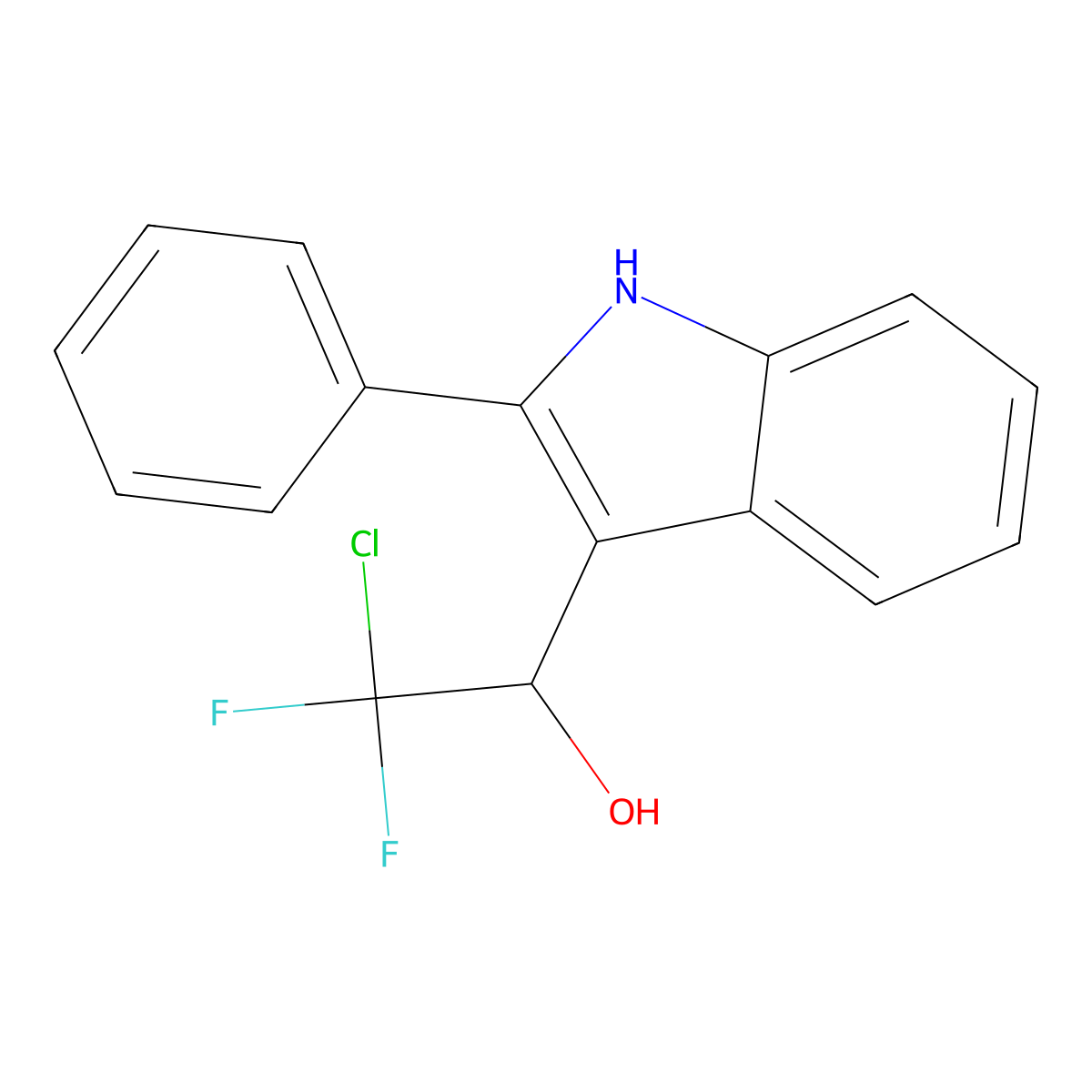 2-chloro-2,2-difluoro-1-(2-phenyl-1H-indol-3-yl)-1-ethanol molecular structure, CAS 860650-07-3