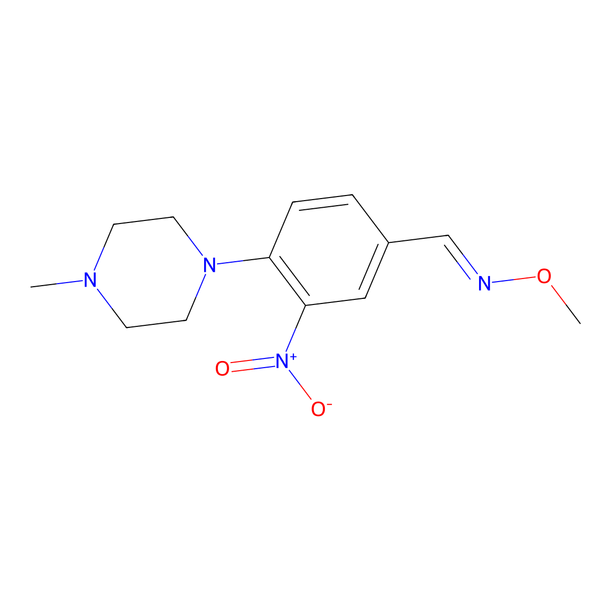 4-(4-methylpiperazino)-3-nitrobenzenecarbaldehyde O-methyloxime molecular structure, CAS 860650-08-4