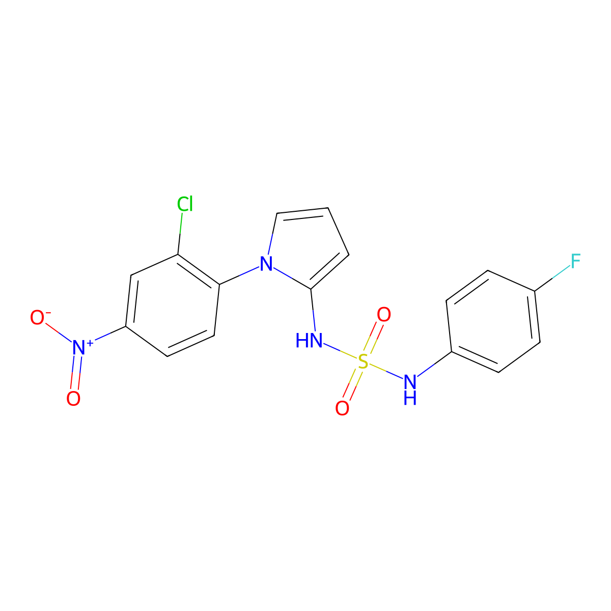 N-[1-(2-chloro-4-nitrophenyl)-1H-pyrrol-2-yl]-N'-(4-fluorophenyl)sulfamide molecular structure, CAS 860650-12-0