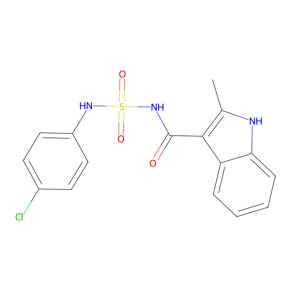 N-[(4-chlorophenyl)sulfamoyl]-2-methyl-1H-indole-3-carboxamide molecular structure, CAS 860650-13-1