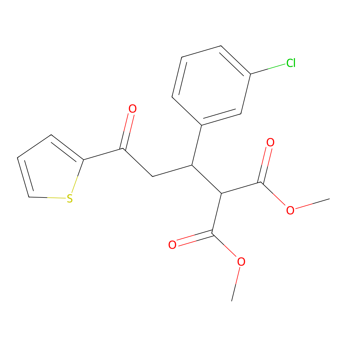 Dimethyl 2-[1-(3-chlorophenyl)-3-oxo-3-(2-thienyl)propyl]malonate molecular structure, CAS 860650-17-5