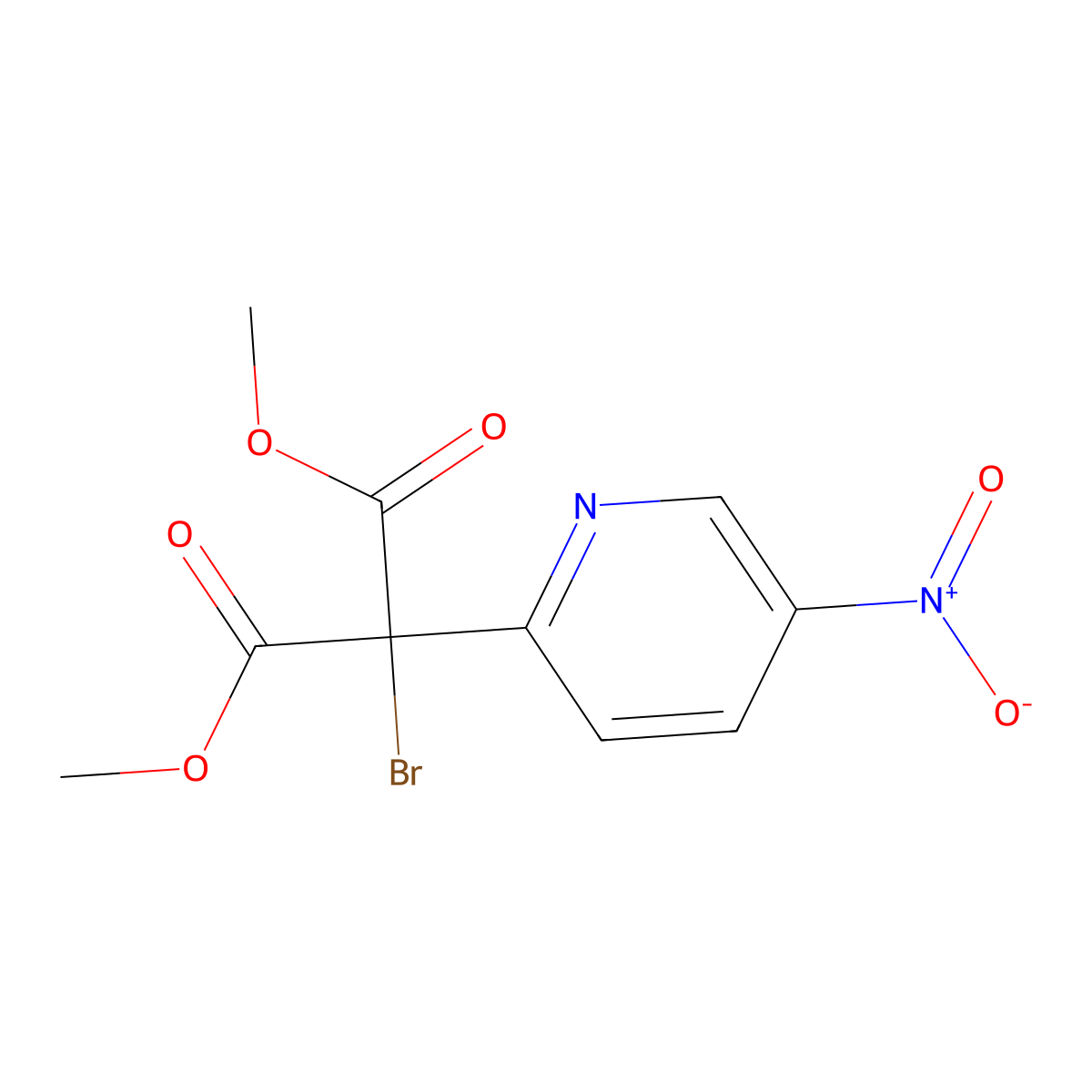 Dimethyl 2-bromo-2-(5-nitro-2-pyridinyl)malonate molecular structure, CAS 860650-18-6
