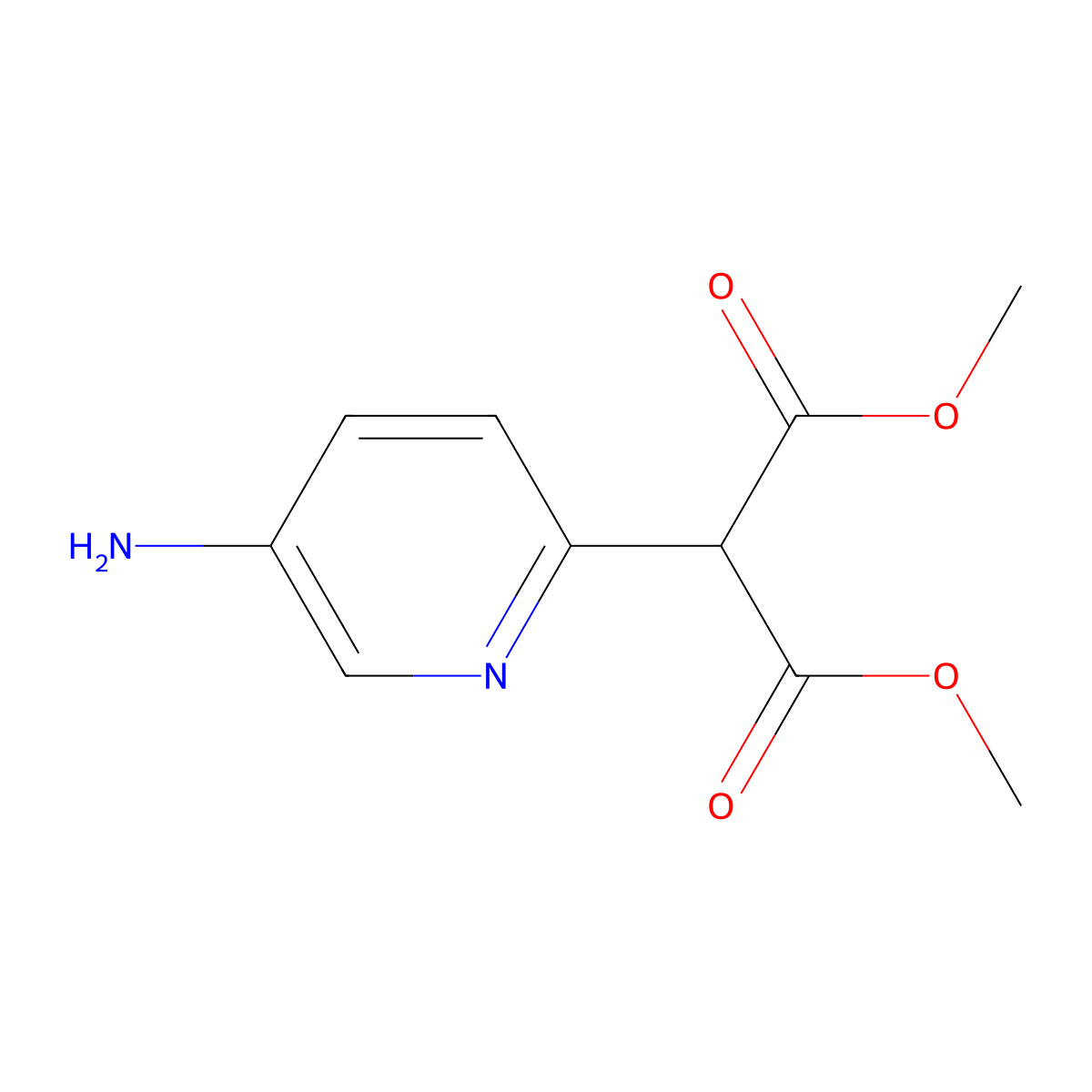 Dimethyl 2-(5-amino-2-pyridinyl)malonate molecular structure, CAS 860650-20-0
