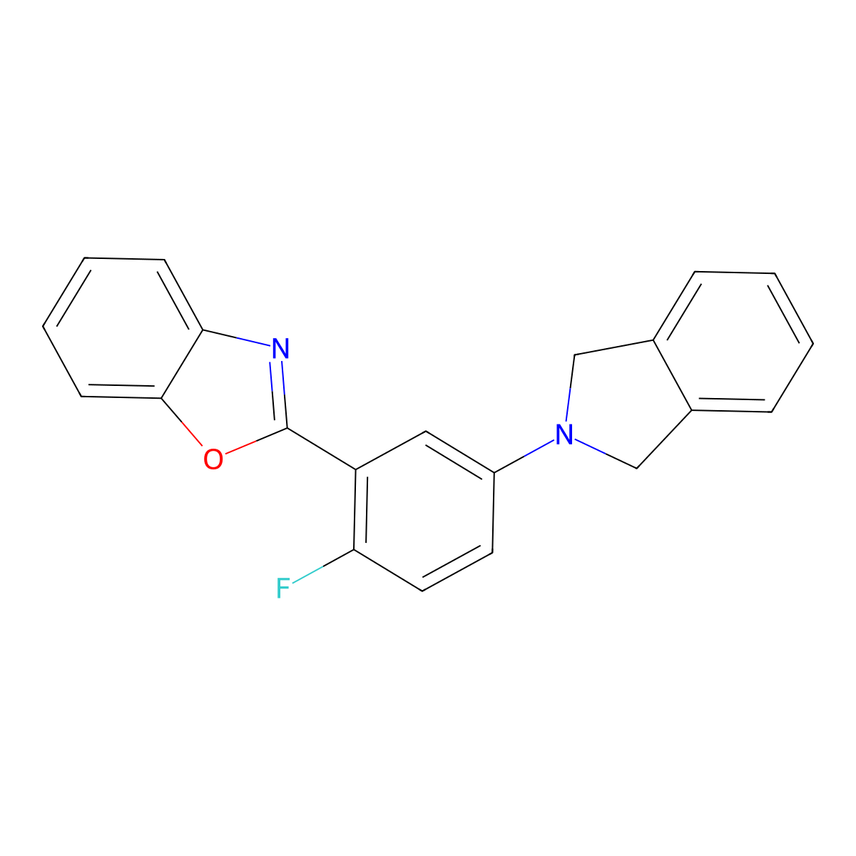 2-[5-(1,3-dihydro-2H-isoindol-2-yl)-2-fluorophenyl]-1,3-benzoxazole molecular structure, CAS 860650-21-1