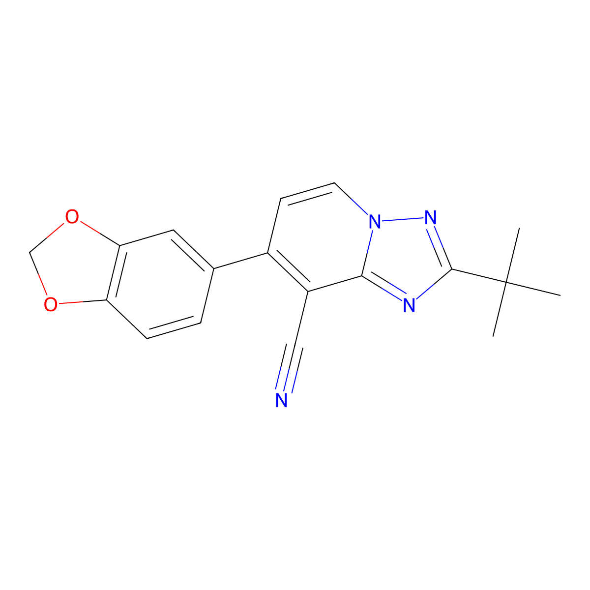 7-(1,3-Benzodioxol-5-yl)-2-(tert-butyl)[1,2,4]triazolo[1,5-a]pyridine-8-carbonitrile molecular structure, CAS 860650-24-4