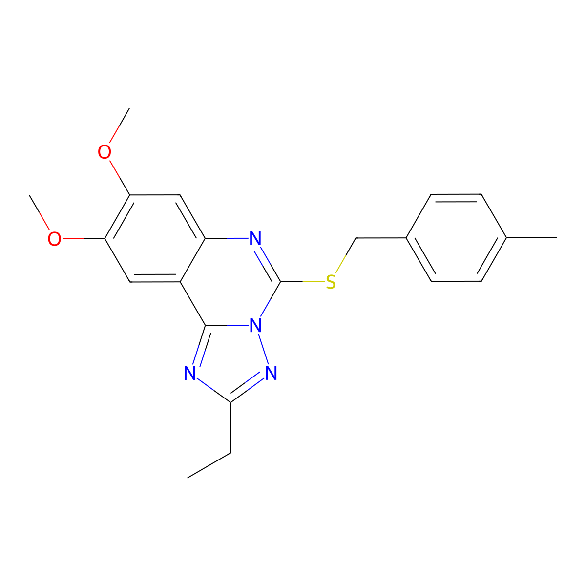 2-Ethyl-8,9-dimethoxy-5-[(4-methylbenzyl)sulfanyl][1,2,4]triazolo[1,5-c]quinazoline molecular structure, CAS 860650-28-8