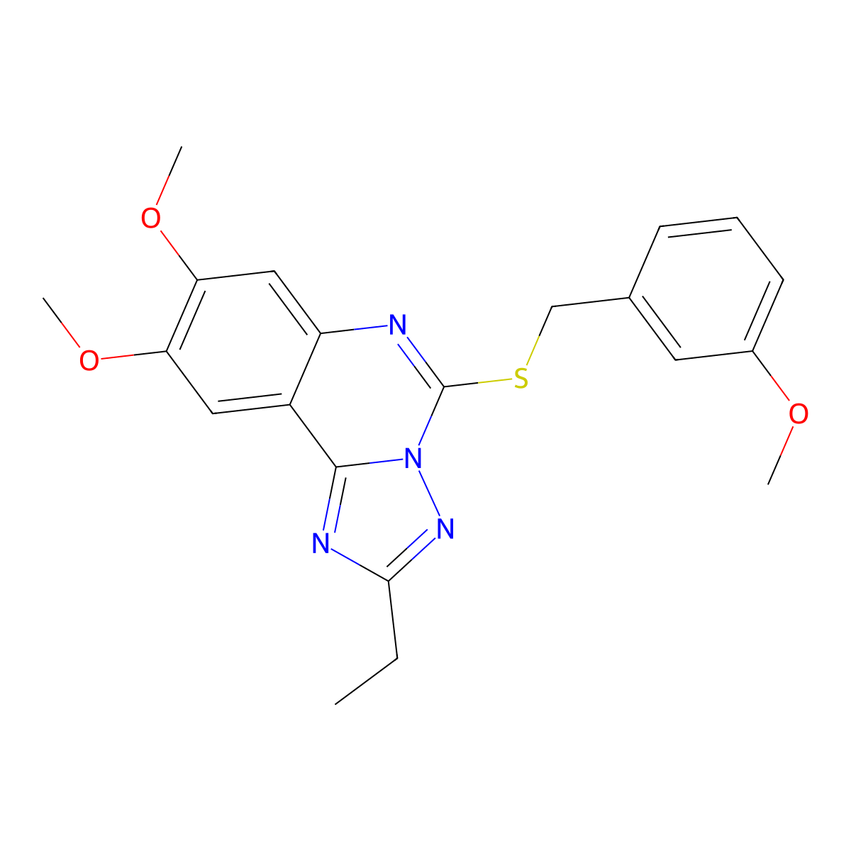 2-Ethyl-8,9-dimethoxy-5-[(3-methoxybenzyl)sulfanyl][1,2,4]triazolo[1,5-c]quinazoline molecular structure, CAS 860650-29-9