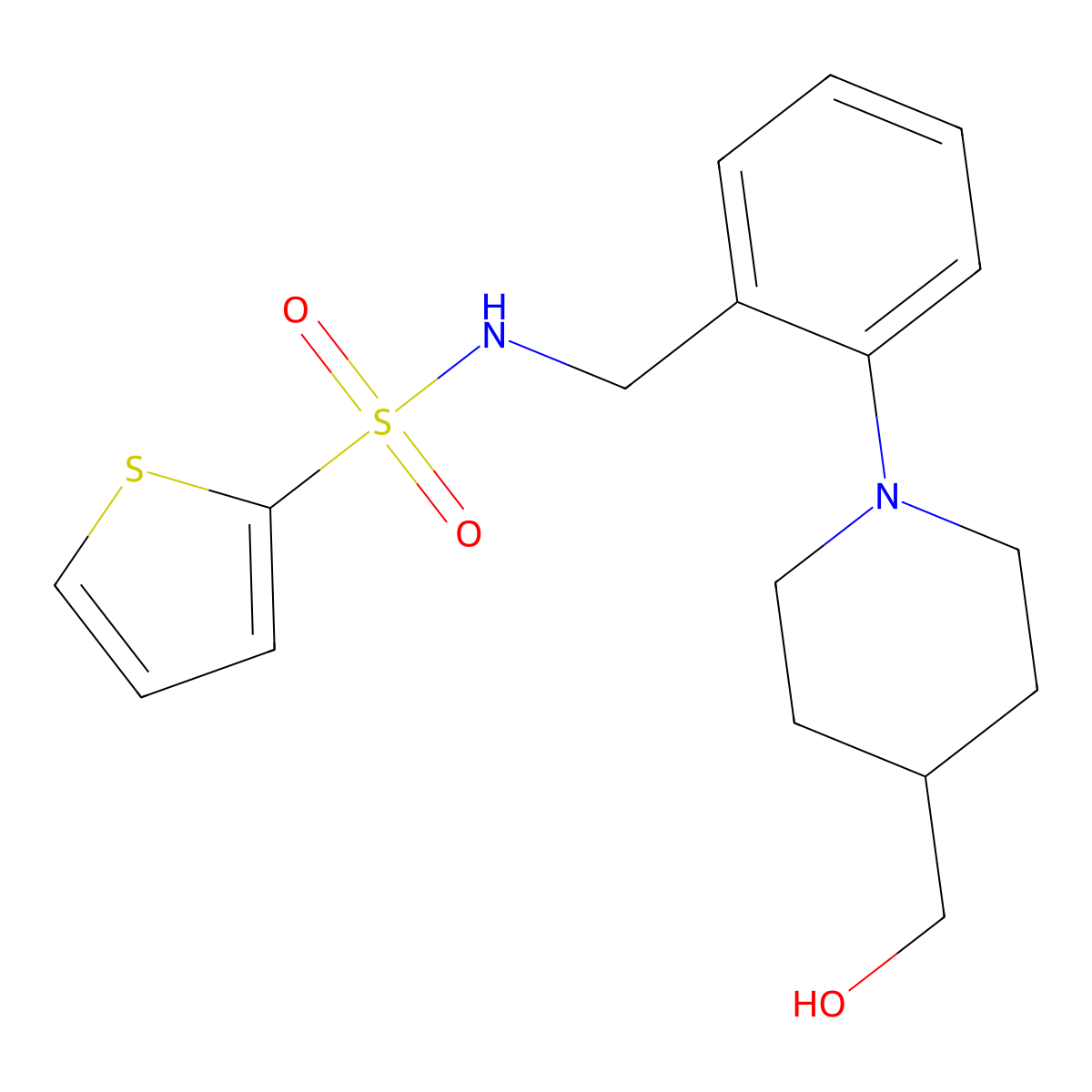 N-{2-[4-(hydroxymethyl)piperidino]benzyl}-2-thiophenesulfonamide molecular structure, CAS 860650-30-2