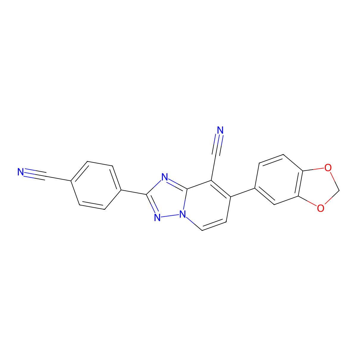 7-(1,3-Benzodioxol-5-yl)-2-(4-cyanophenyl)[1,2,4]triazolo[1,5-a]pyridine-8-carbonitrile molecular structure, CAS 860650-35-7