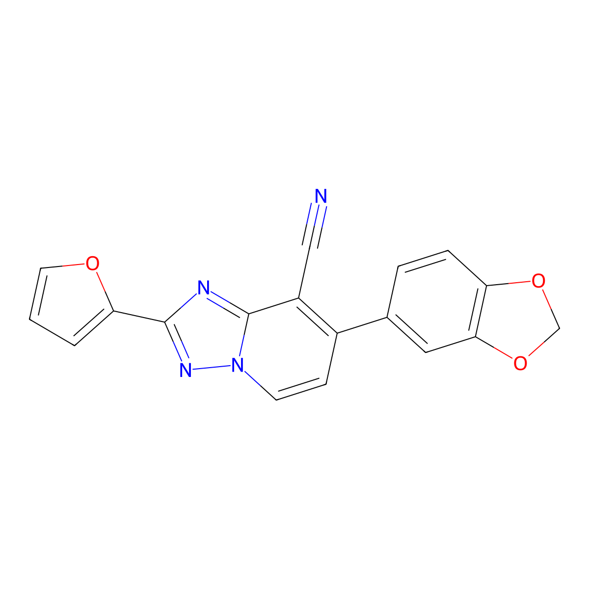 7-(1,3-Benzodioxol-5-yl)-2-(2-furyl)[1,2,4]triazolo[1,5-a]pyridine-8-carbonitrile molecular structure, CAS 860650-37-9