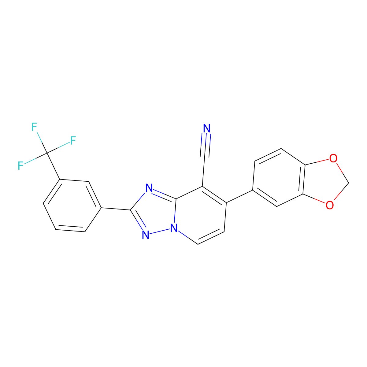 7-(1,3-Benzodioxol-5-yl)-2-[3-(trifluoromethyl)phenyl][1,2,4]triazolo[1,5-a]pyridine-8-carbonitrile molecular structure, CAS 860650-38-0
