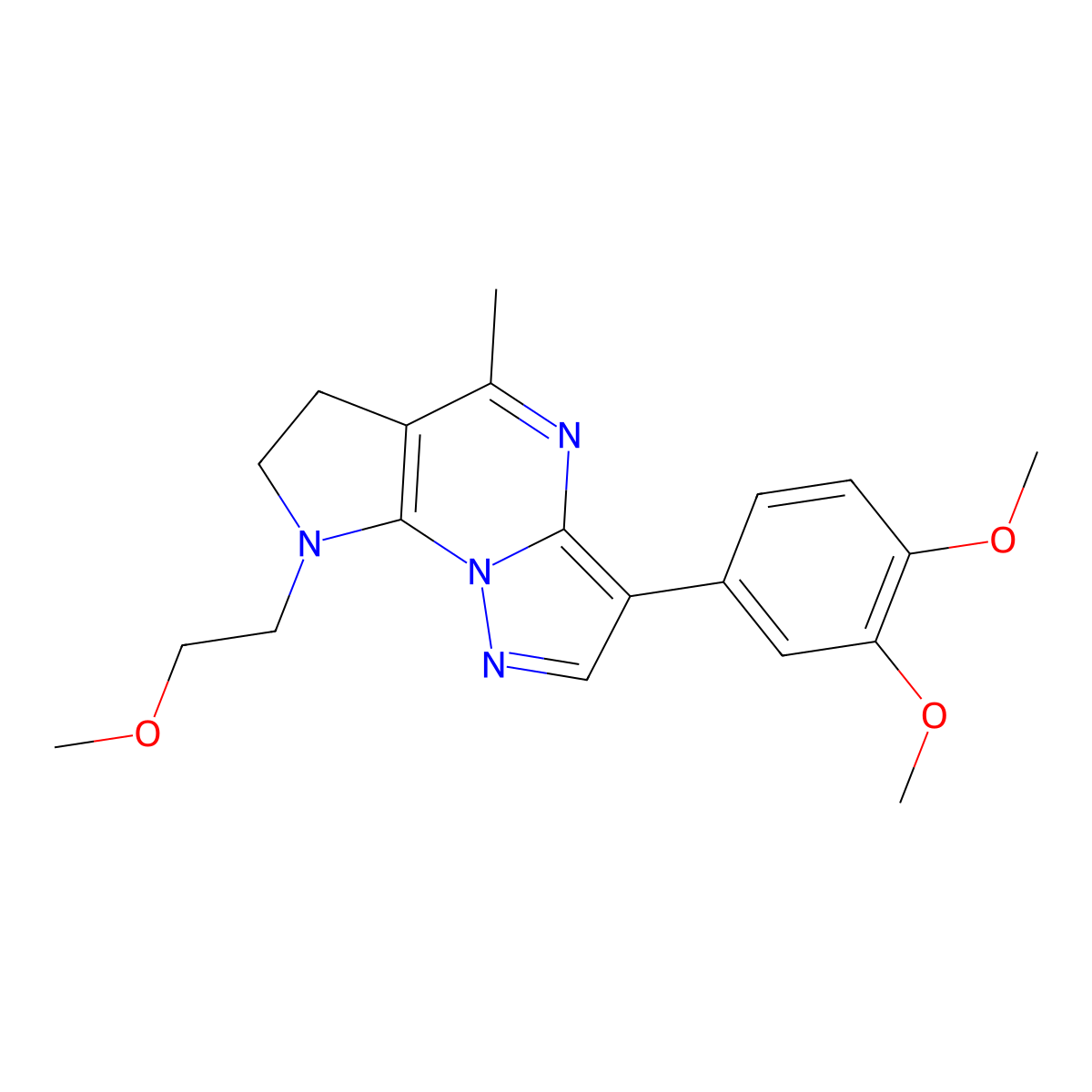 2-[3-(3,4-dimethoxyphenyl)-5-methyl-6,7-dihydro-8H-pyrazolo[1,5-a]pyrrolo[3,2-e]pyrimidin-8-yl]ethyl methyl ether molecular structure, CAS 860650-40-4