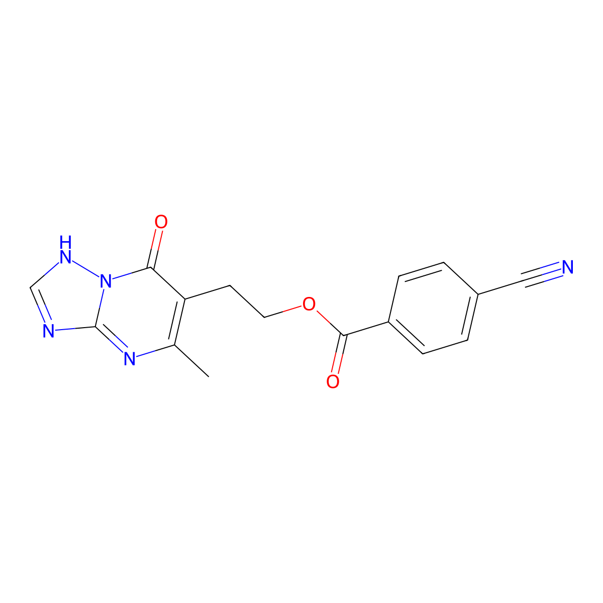 2-(5-Methyl-7-oxo-4,7-dihydro[1,2,4]triazolo[1,5-a]pyrimidin-6-yl)ethyl 4-cyanobenzenecarboxylate molecular structure, CAS 860650-43-7