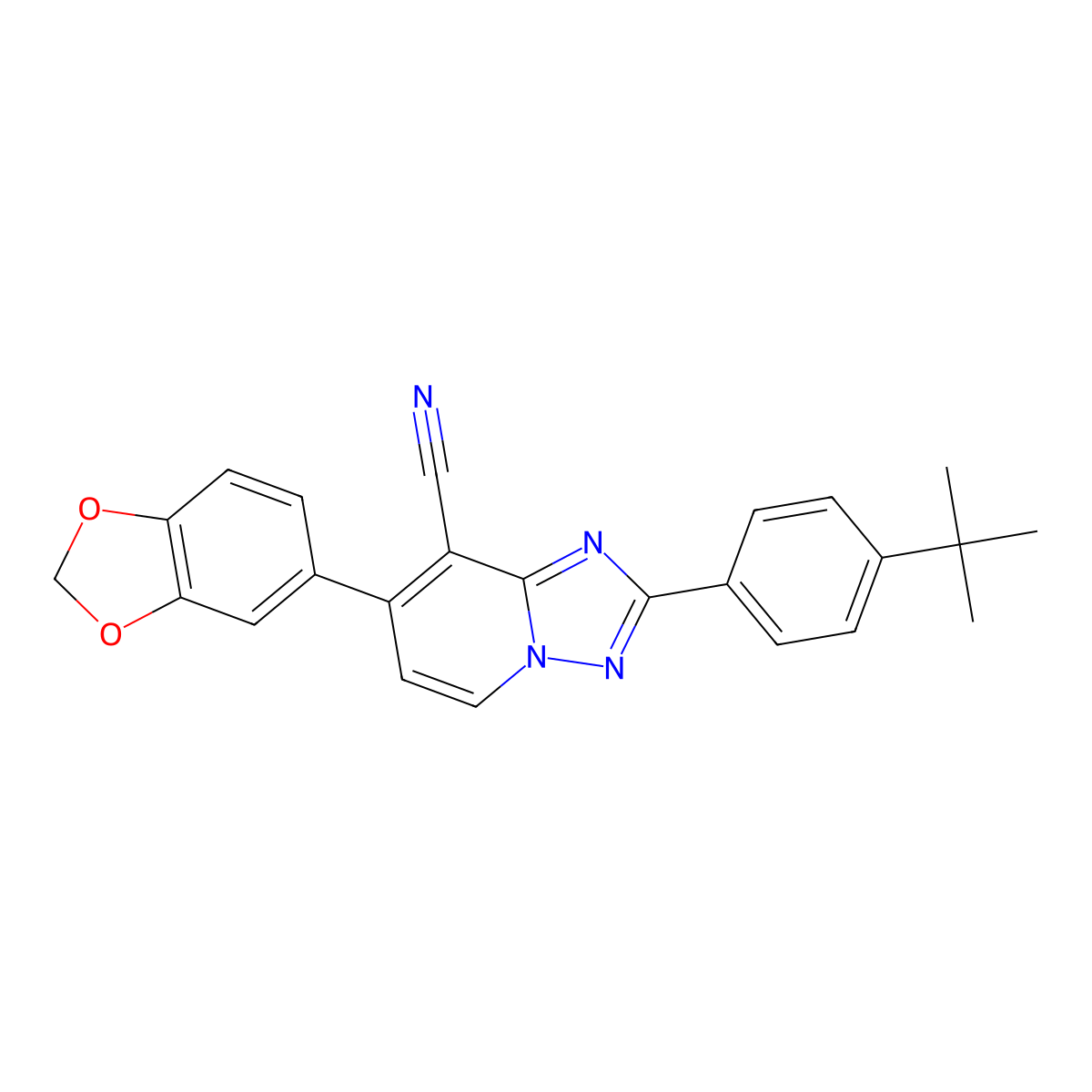 7-(1,3-Benzodioxol-5-yl)-2-[4-(tert-butyl)phenyl][1,2,4]triazolo[1,5-a]pyridine-8-carbonitrile molecular structure, CAS 860650-45-9