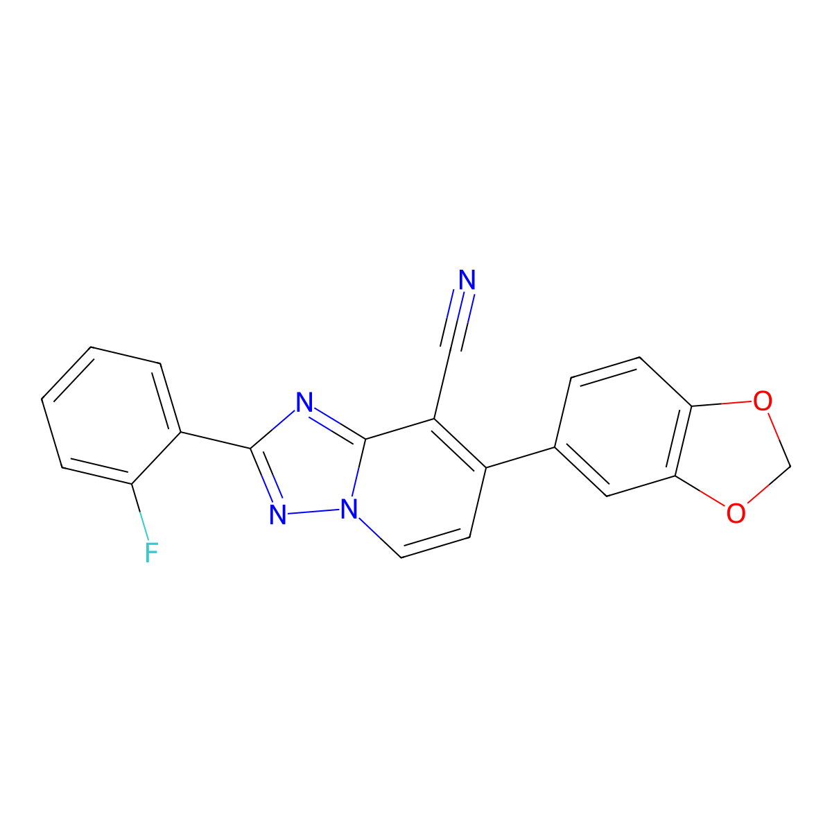 7-(1,3-Benzodioxol-5-yl)-2-(2-fluorophenyl)[1,2,4]triazolo[1,5-a]pyridine-8-carbonitrile molecular structure, CAS 860650-46-0