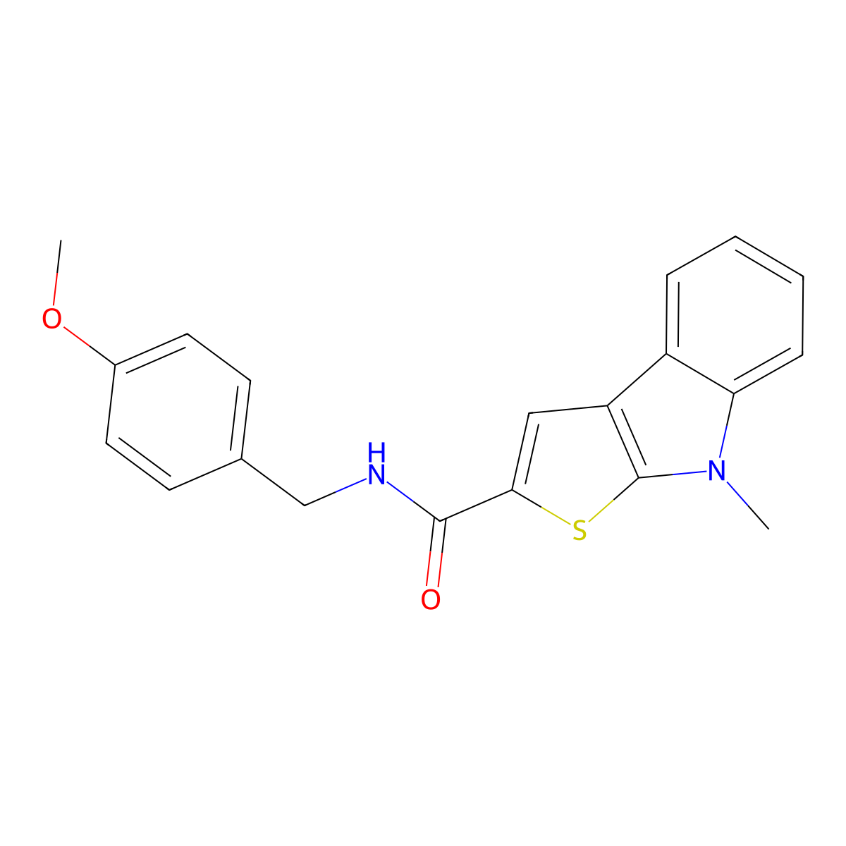 N-(4-methoxybenzyl)-8-methyl-8H-thieno[2,3-b]indole-2-carboxamide molecular structure, CAS 860650-49-3
