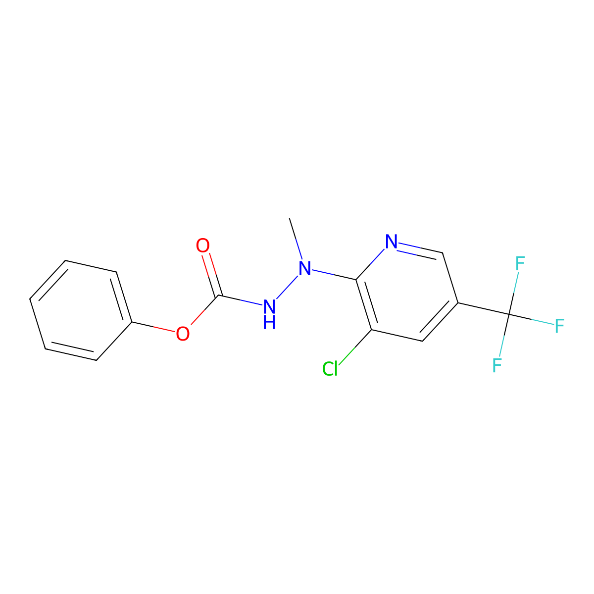 Phenyl 2-[3-chloro-5-(trifluoromethyl)-2-pyridinyl]-2-methyl-1-hydrazinecarboxylate molecular structure, CAS 860650-52-8