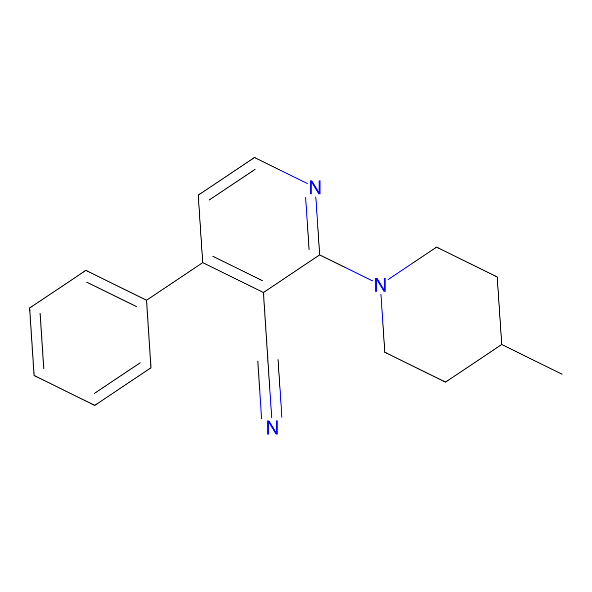 2-(4-Methylpiperidin-1-yl)-4-phenylpyridine-3-carbonitrile molecular structure, CAS 860650-53-9