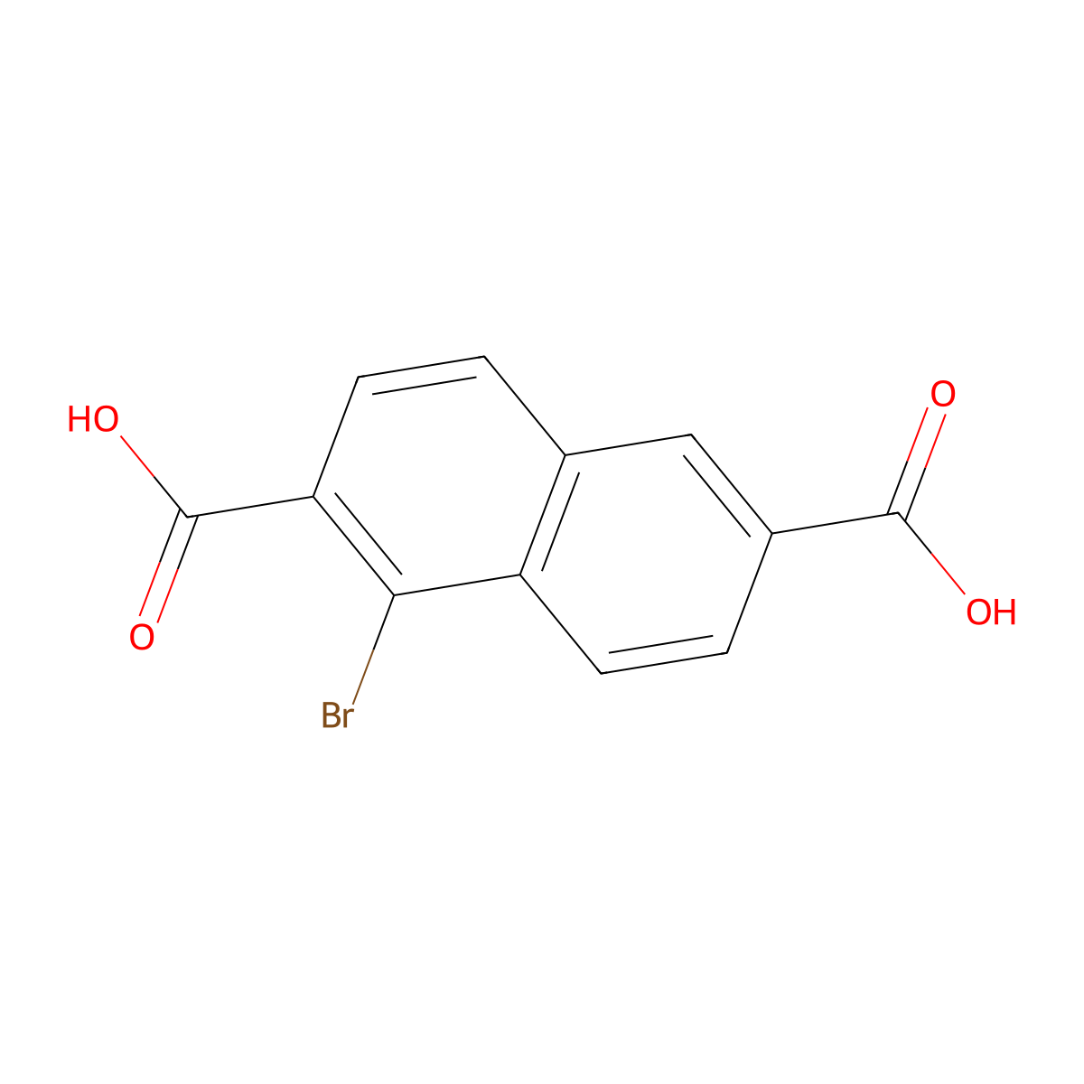 1-Bromonaphthalene-2,6-dicarboxylic acid molecular structure, CAS 860650-57-3