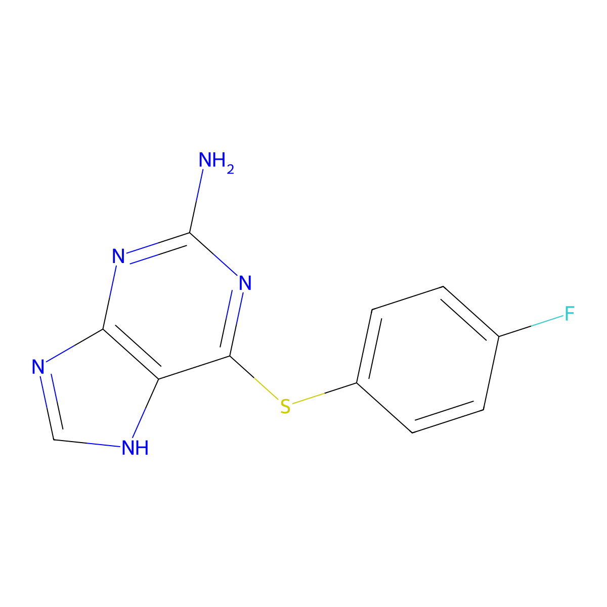 6-[(4-fluorophenyl)sulfanyl]-9H-purin-2-ylamine molecular structure, CAS 860650-66-4